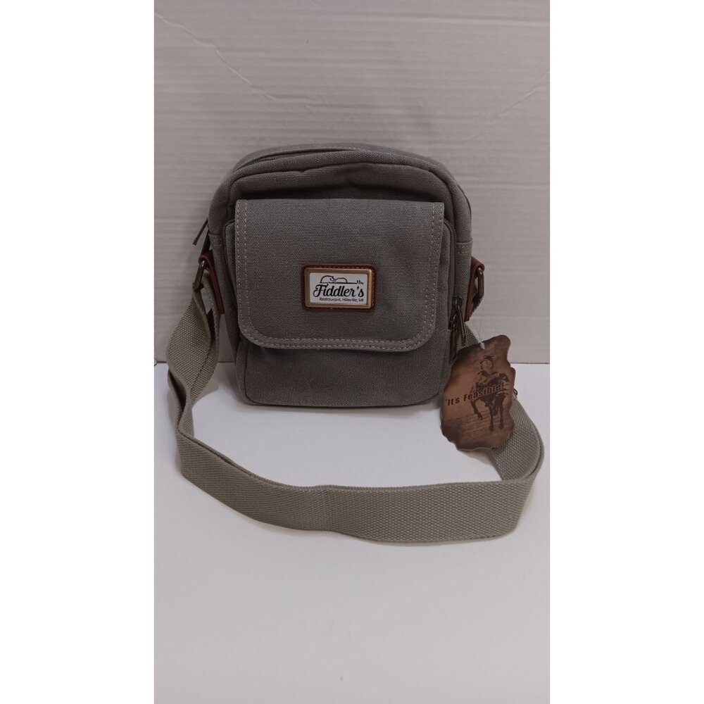 Fiddler's Restaurant Hillsville Virginia NWT Grey Canvas Crossbody Travel Bag